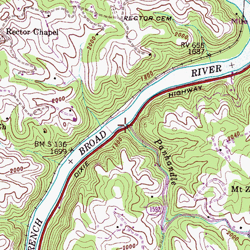 Topographic Map of Panhandle Branch, NC