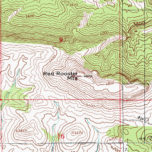 Topographic Map of Red Rooster Mountain, AZ