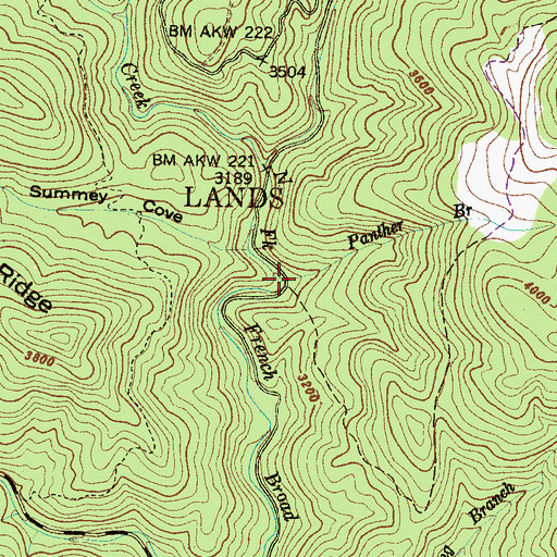 Topographic Map of Panther Branch, NC