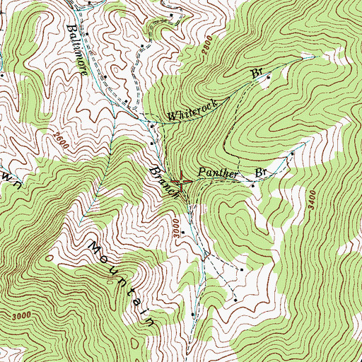 Topographic Map of Panther Branch, NC