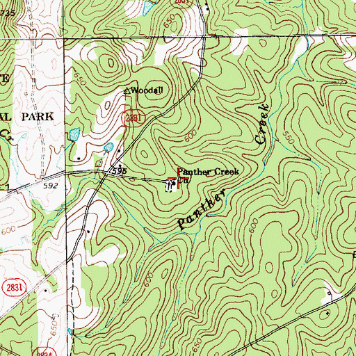 Topographic Map of Panther Creek Church, NC