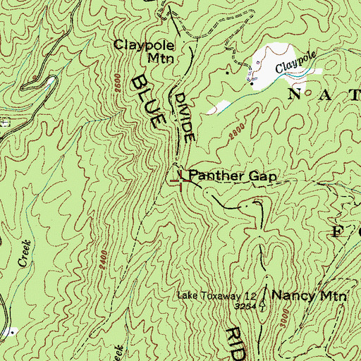 Topographic Map of Panther Gap, NC