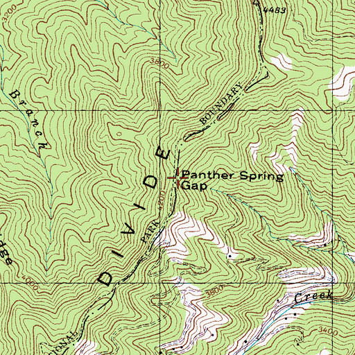 Topographic Map of Panther Spring Gap, NC