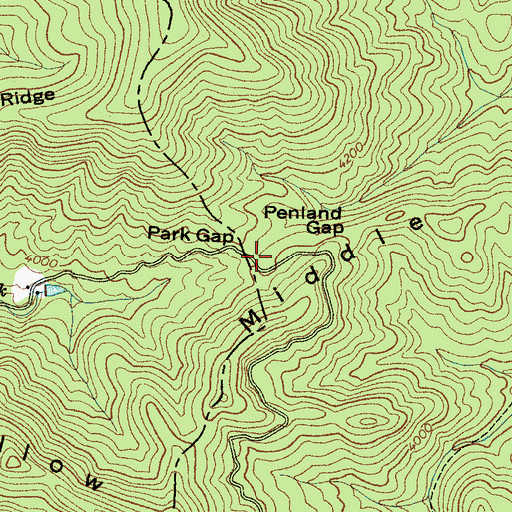 Topographic Map of Park Gap, NC