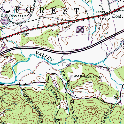Topographic Map of Parker Branch, NC