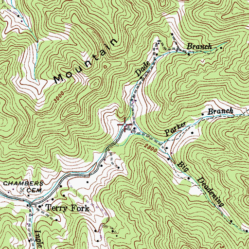 Topographic Map of Parker Branch, NC