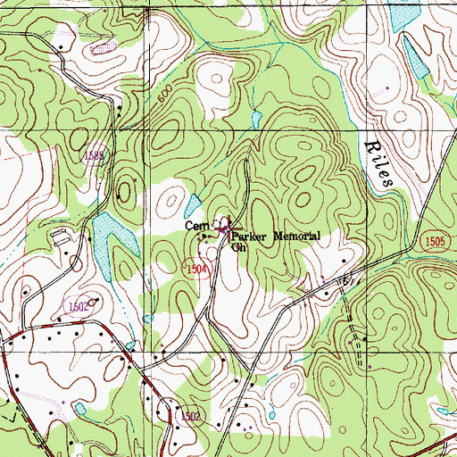 Topographic Map of Parkers Memorial Church, NC