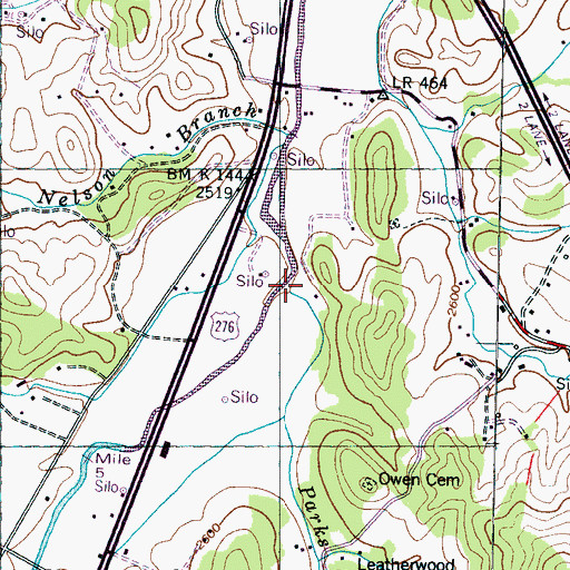 Topographic Map of Parks Branch, NC