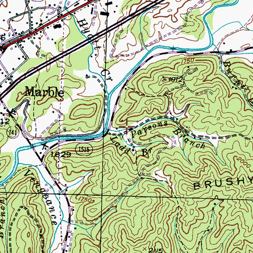 Topographic Map of Parsons Branch, NC
