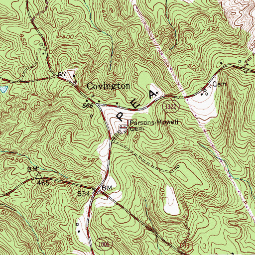 Topographic Map of Parsons-Howell Cemetery, NC