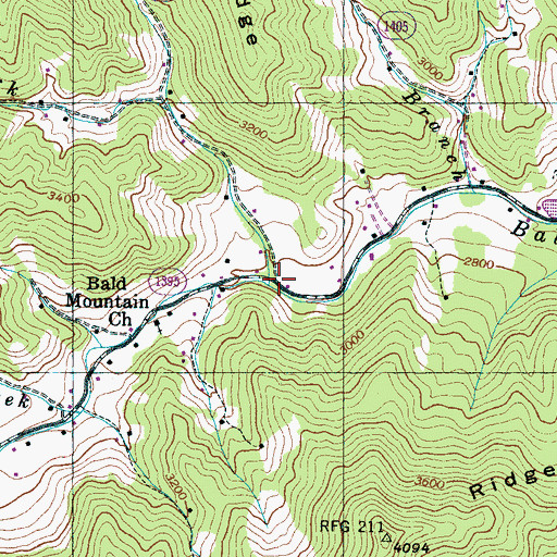 Topographic Map of Patsy Creek, NC