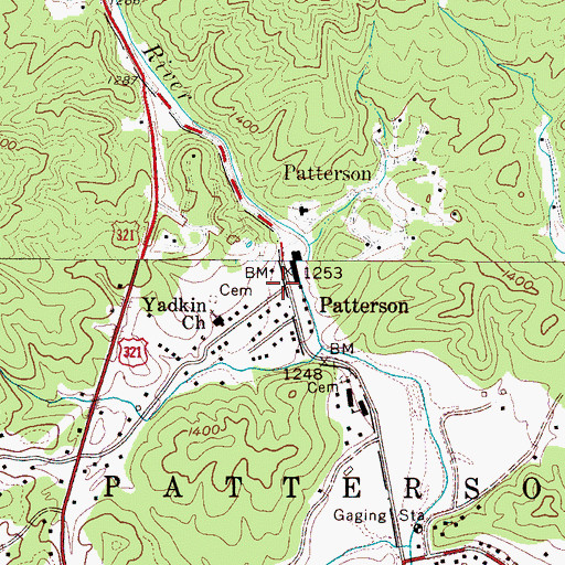 Topographic Map of Patterson, NC