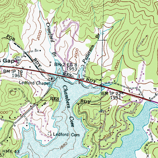 Topographic Map of Patterson Branch, NC