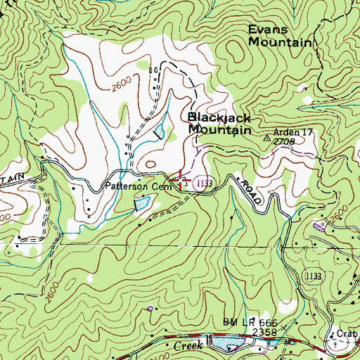 Topographic Map of Patterson Cemetery, NC