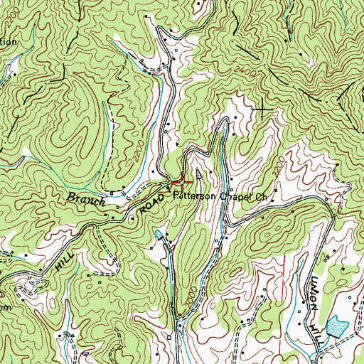Topographic Map of Patterson Chapel Church, NC