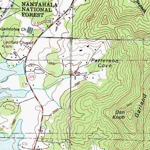 Topographic Map of Patterson Cove, NC
