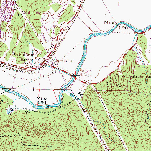 Topographic Map of Patton Bridge, NC