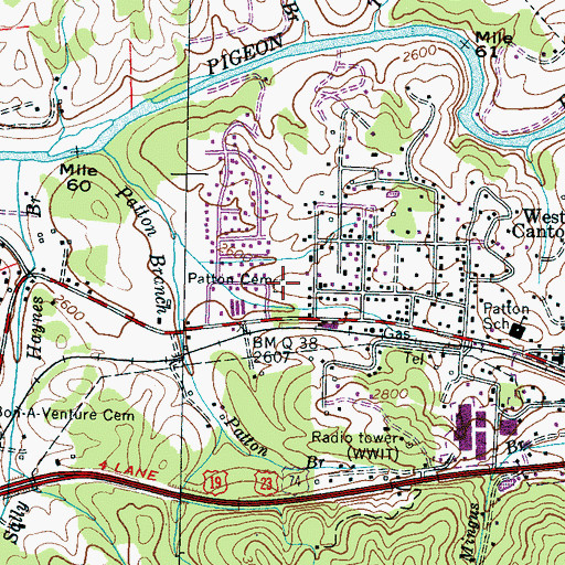 Topographic Map of Patton Cemetery, NC