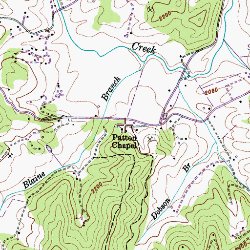 Topographic Map of Patton Chapel, NC