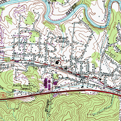 Topographic Map of Patton School, NC