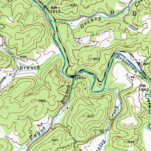 Topographic Map of Payne Branch, NC