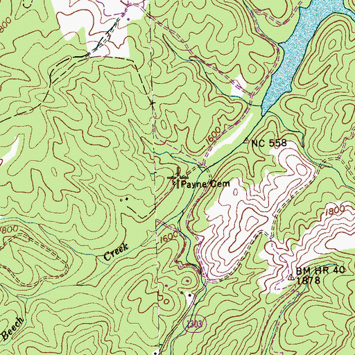 Topographic Map of Payne Cemetery, NC
