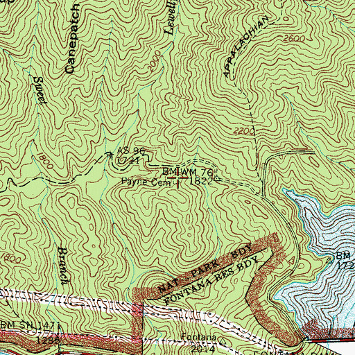 Topographic Map of Payne Cemetery, NC