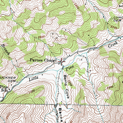 Topographic Map of Paynes Chapel, NC