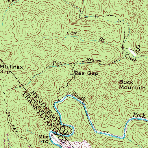 Topographic Map of Pea Gap, NC