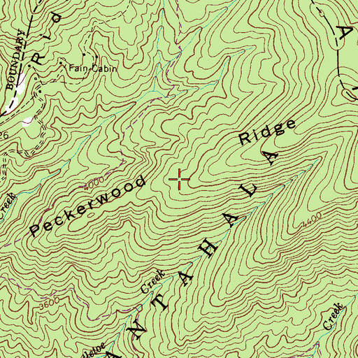 Topographic Map of Peckerwood Ridge, NC