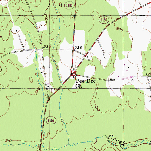 Topographic Map of Pee Dee Church, NC
