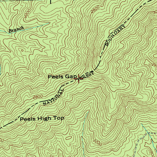 Topographic Map of Peels Gap, NC
