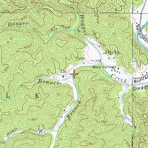 Topographic Map of Pegs Branch, NC