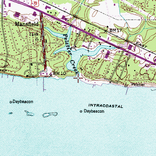Topographic Map of Peletier Creek, NC