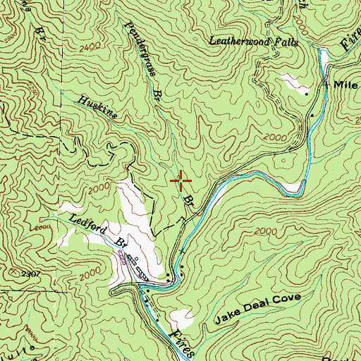 Topographic Map of Pendergrass Branch, NC