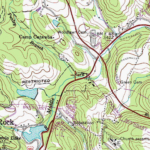 Topographic Map of Penley Branch, NC