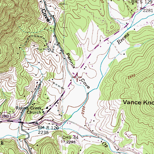 Topographic Map of Pennix Cove, NC