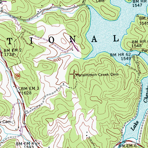 Topographic Map of Persimmon Creek Cemetery, NC