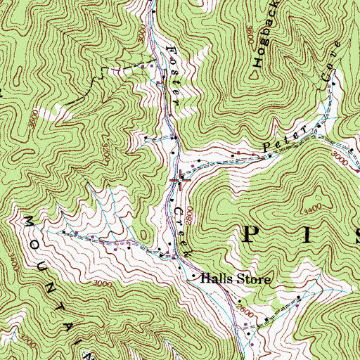Topographic Map of Peter Cove Creek, NC