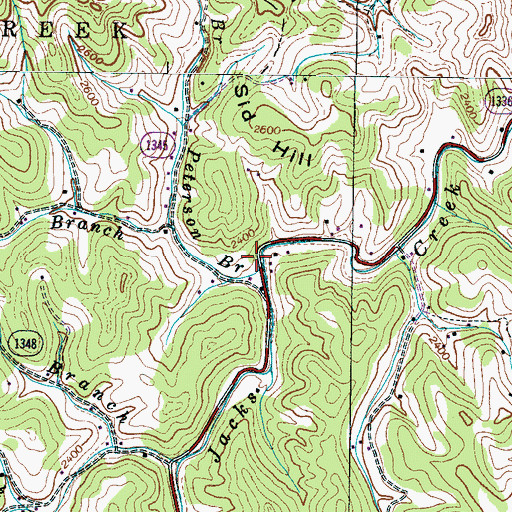 Topographic Map of Peterson Branch, NC