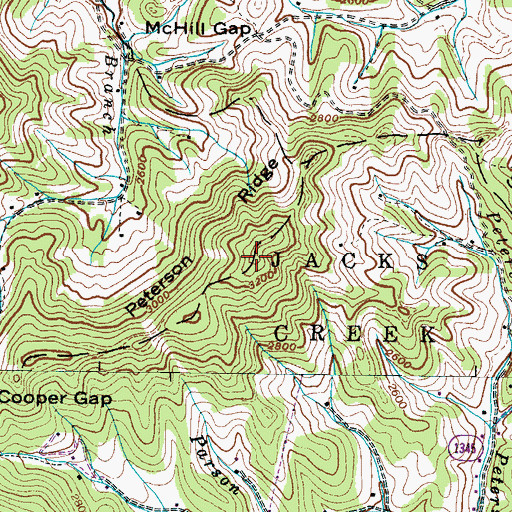 Topographic Map of Peterson Ridge, NC