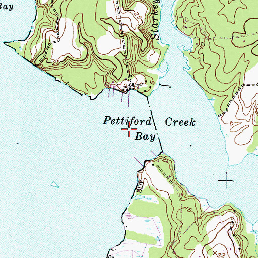 Topographic Map of Pettiford Creek Bay, NC