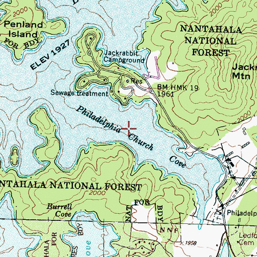 Topographic Map of Philadelphia Church Cove, NC