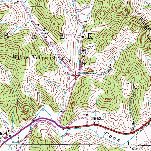 Topographic Map of Phillips Branch, NC