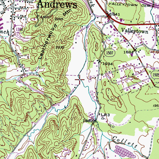 Topographic Map of Phillips Creek, NC