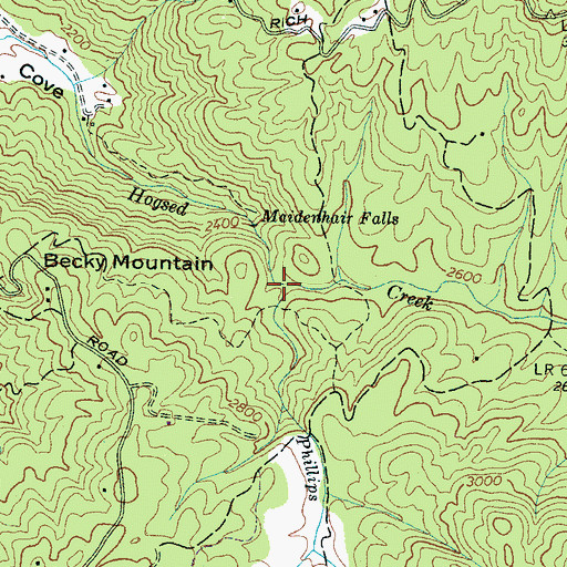 Topographic Map of Phillips Creek, NC
