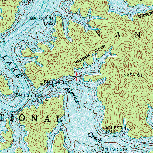 Topographic Map of Phipps Cove, NC