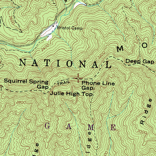 Topographic Map of Phone Line Gap, NC