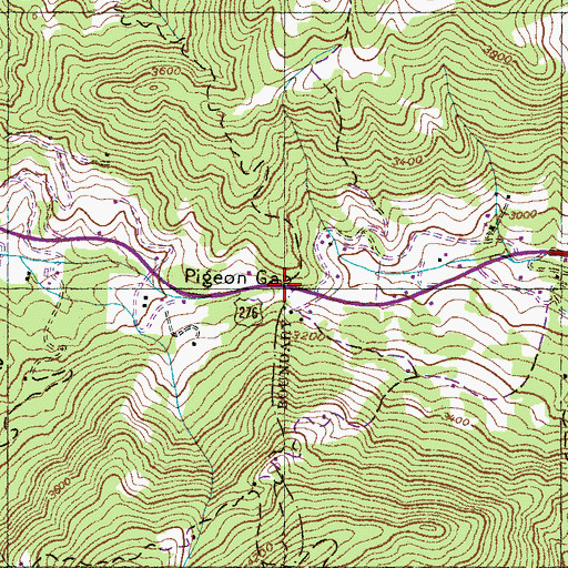 Topographic Map of Pigeon Gap, NC