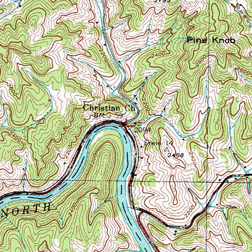 Topographic Map of Pigeonroost Creek, NC
